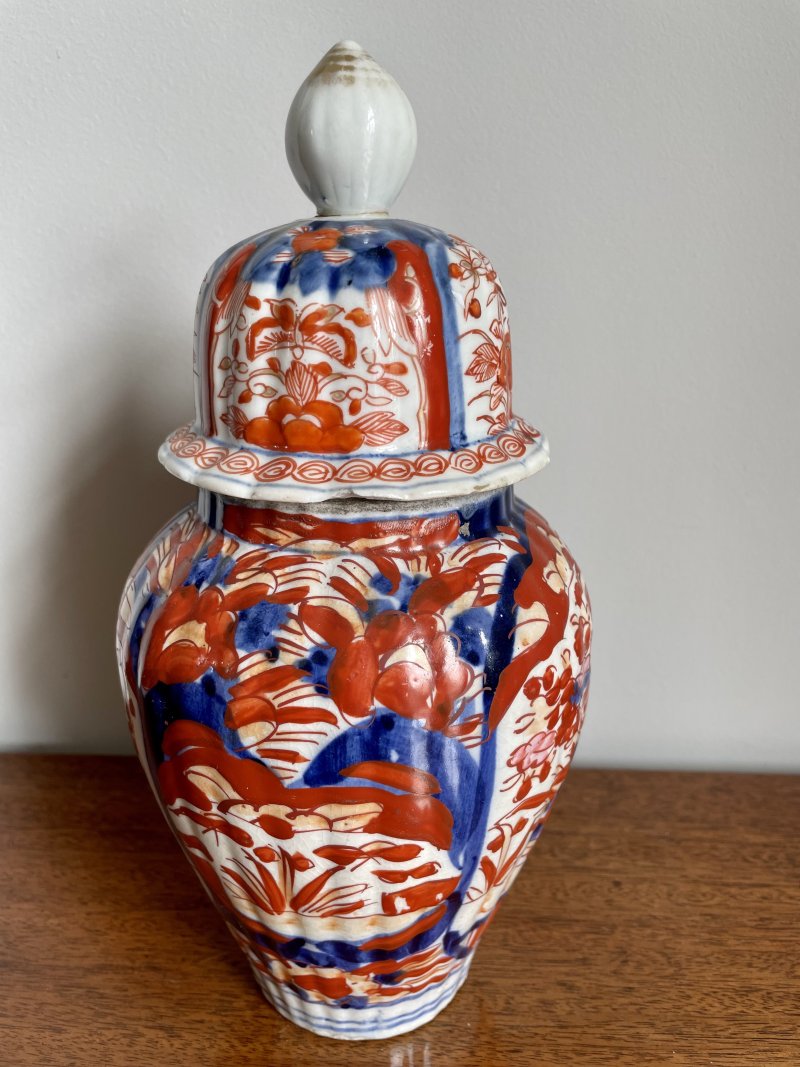 Antique Shaped Imari Vase with Lid - Image 2